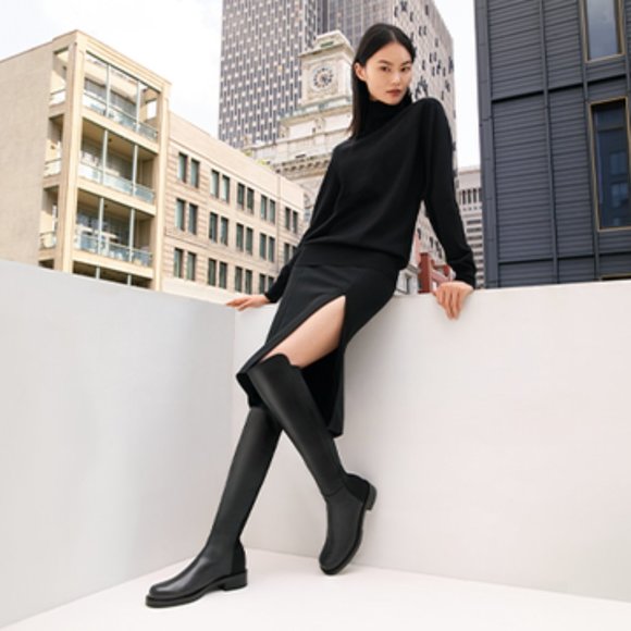 Stuart Weitzman Over-the-Knee 50/50 Boots Black Size 6 EUC - Picture 2 of 11